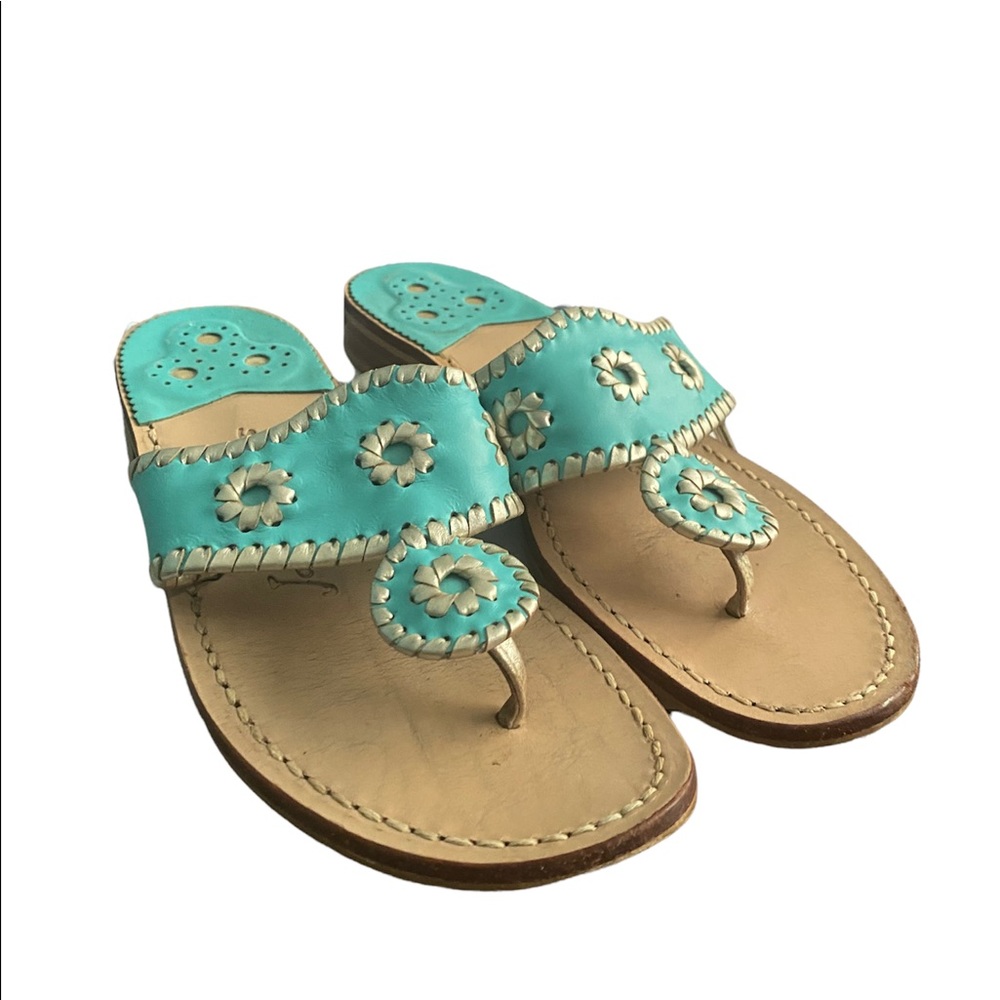 Jack Rogers Nantucket Sandal in Caribbean blue, size 6.5